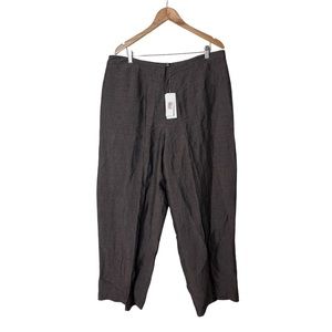 NWT Eileen Fisher Cross Dyed Rayon Linen Cobblestone Cblst Wide Leg Trousers 2X